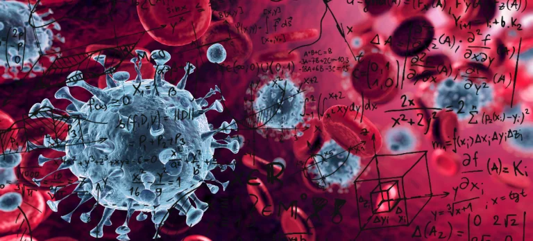 Covid virus with text overwritten