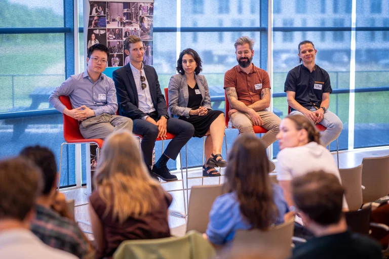 A panel of five AI experts — including two Unit Delft Members — working across interdisciplinary fields, at the Delft AI PhD & Postdoc Spring Symposium 2025 Photographer: Herman Zonderland