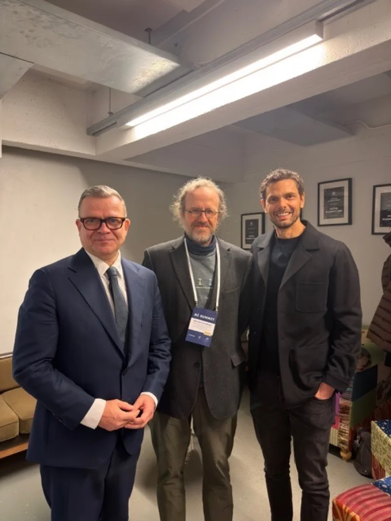 Finland's Prime Minister Petteri Orpo, Bernhard Schölkopf, and Peter Sarlin.