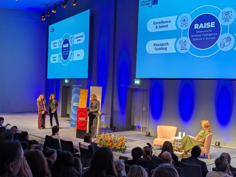 Leaders from the European Commission speak about the launch of the Resource for AI Science in Europe (RAISE)