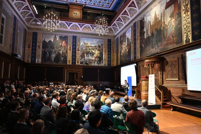 ELLIS Board President Serge Belongie speaks at the opening of the AIS25 in Copenhagen