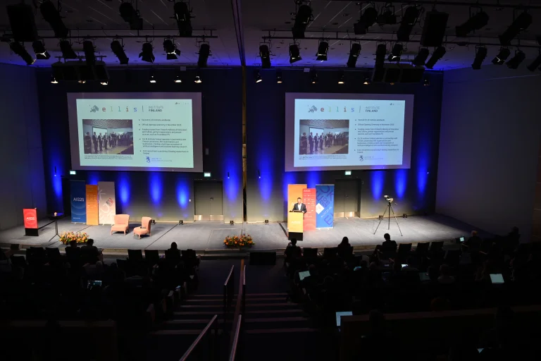 ELLIS Board President Serge Belongie speaks about the ELLIS Institute Finland at AIS25 in Copenhagen