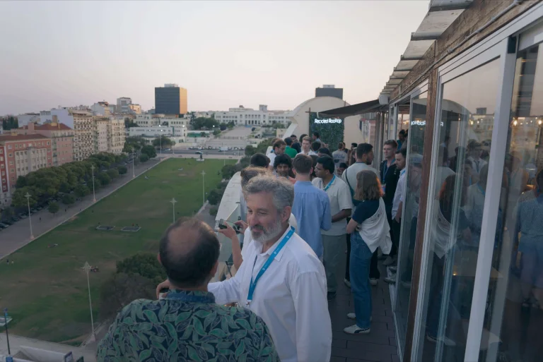 Rooftop social event at the ELLIS Doctoral Symposium 2026 in Lisbon