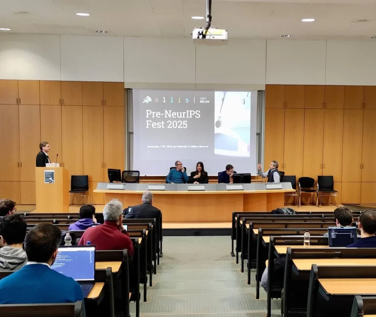 ELLIS Pre-NeurIPS Fest 2025: Unit Milan, people in a symposium