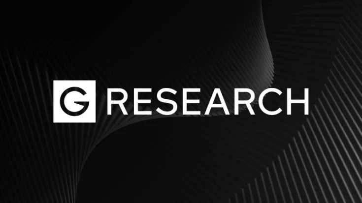 G-Research white logo on black background