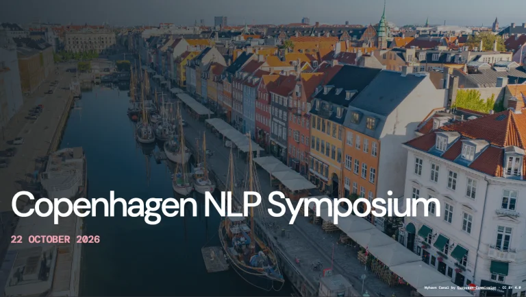 Copenhagen NLP Symposium 22 October with a photo of Copenhagen