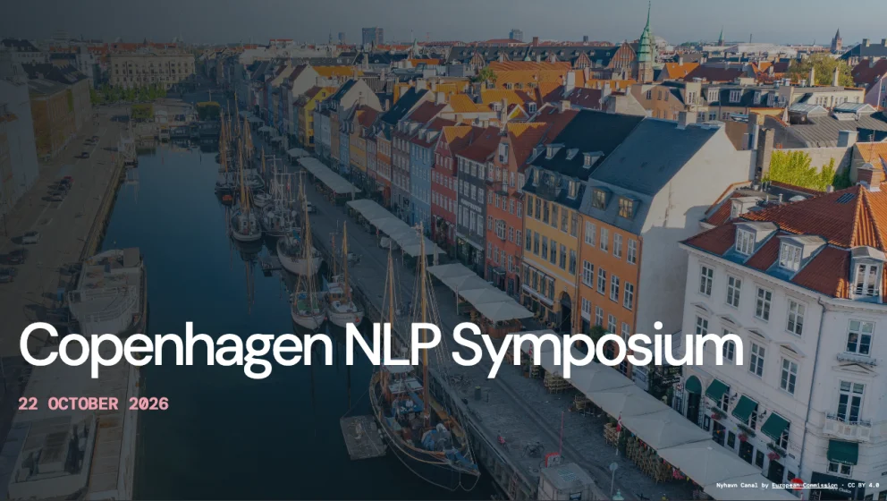 Copenhagen NLP Symposium 22 October with a photo of Copenhagen