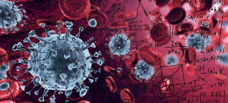 Covid virus with text written over it