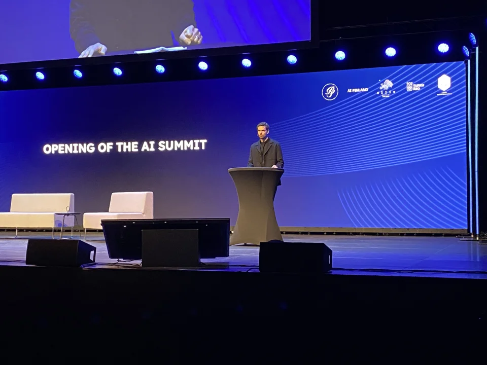 Peter Sarlin at the first AI Summit in Turku, Finland in November 2025