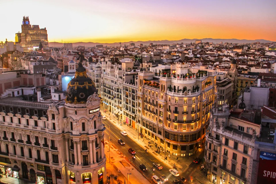Sunset view of Madrid