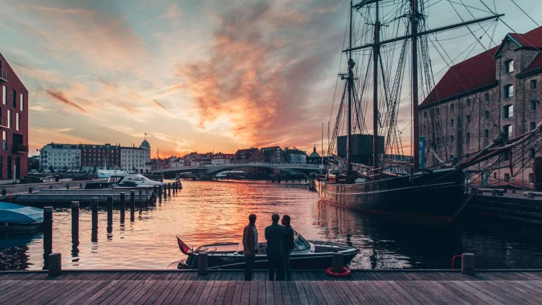 sunset over a canal in Copenhagen