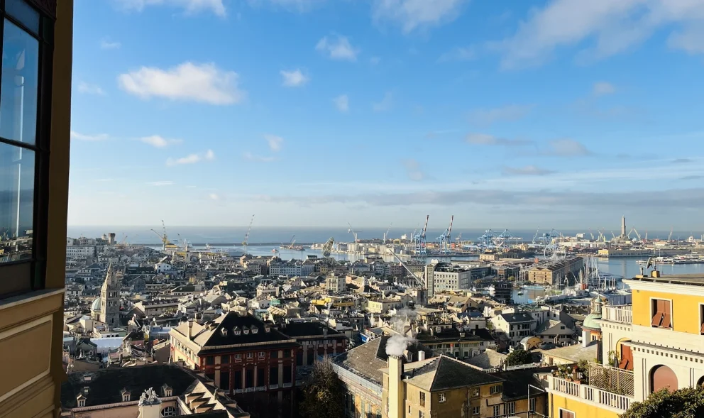 City of Genoa as viewed out a window