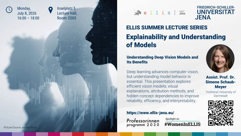 Unit Jena ELLIS Summer Lecture Series on Explainability and Understanding of Models with Simone Schaub-Meyer at Technical University of Darmstadt