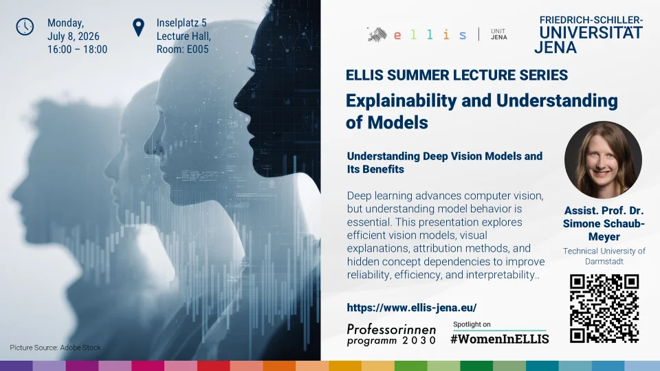 Unit Jena ELLIS Summer Lecture Series on Explainability and Understanding of Models with Simone Schaub-Meyer at Technical University of Darmstadt