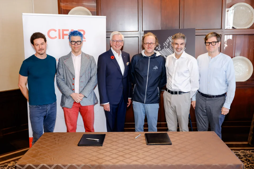 CIFAR Learning in Machines & Brains Program Directors Timothy Lillicrap and Konrad Kording, CIFAR President & CEO Stephen Toope, ELLIS President Bernhard Schölkopf, CIFAR Advisors Yoshua Bengio and Yann LeCun