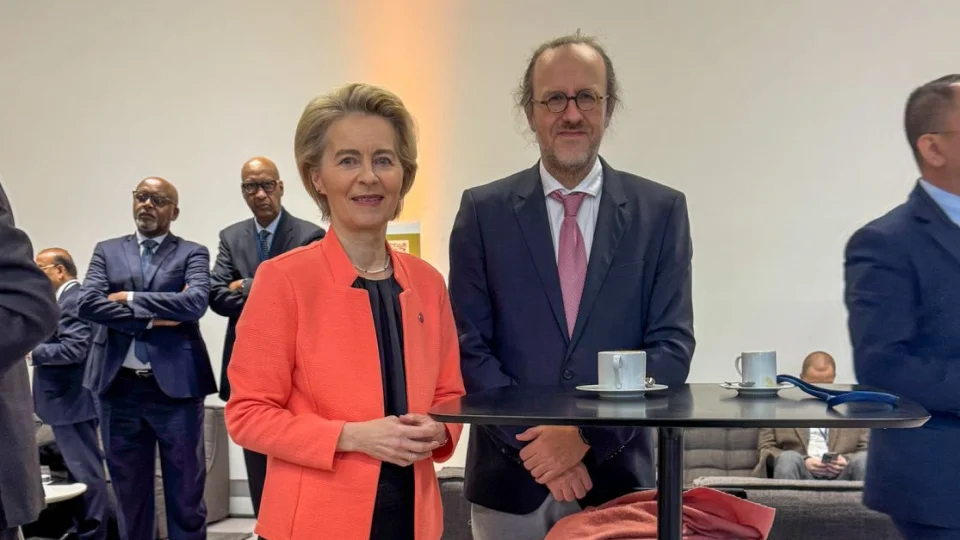 Ursula von der Leyen and Bernhard Schoelkopf at the AI Summit in Paris 2025