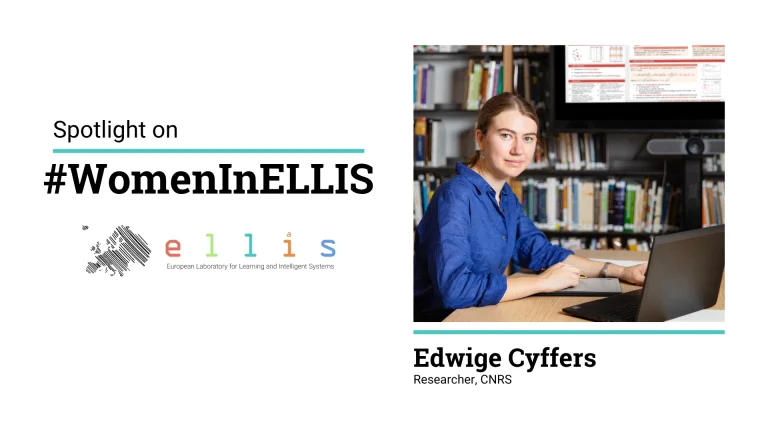 Spotlight on #WomenInELLIS on Edwige Cyffers, Researcher at CNRS, with a photo of Edwige