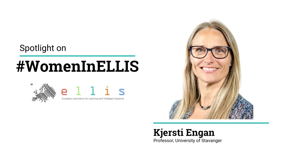 Spotlight on #WomenInELLIS on Kjersti Engan, Professor at University of Stavanger, with a photo of Kjersti
