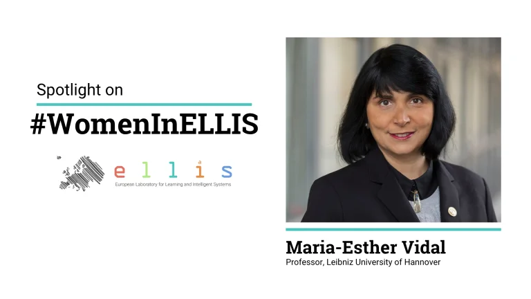 Spotlight on #WomenInELLIS on Maria-Esther Vidal, Professor at Leibniz University of Hannover with a photo of Maria-Esther