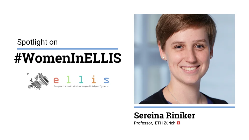Spotlight on #WomenInELLIS on Sereina Riniker, Professor at ETH Zurich, with photo of Sereina