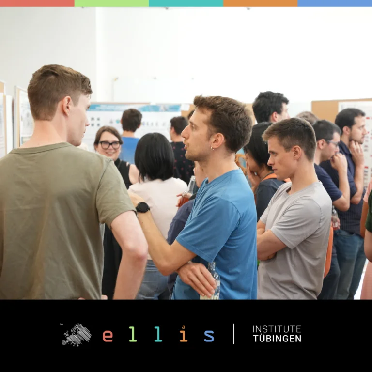 Lively exchange during the well-attended poster session at the ELLIS Institute Tübingen.