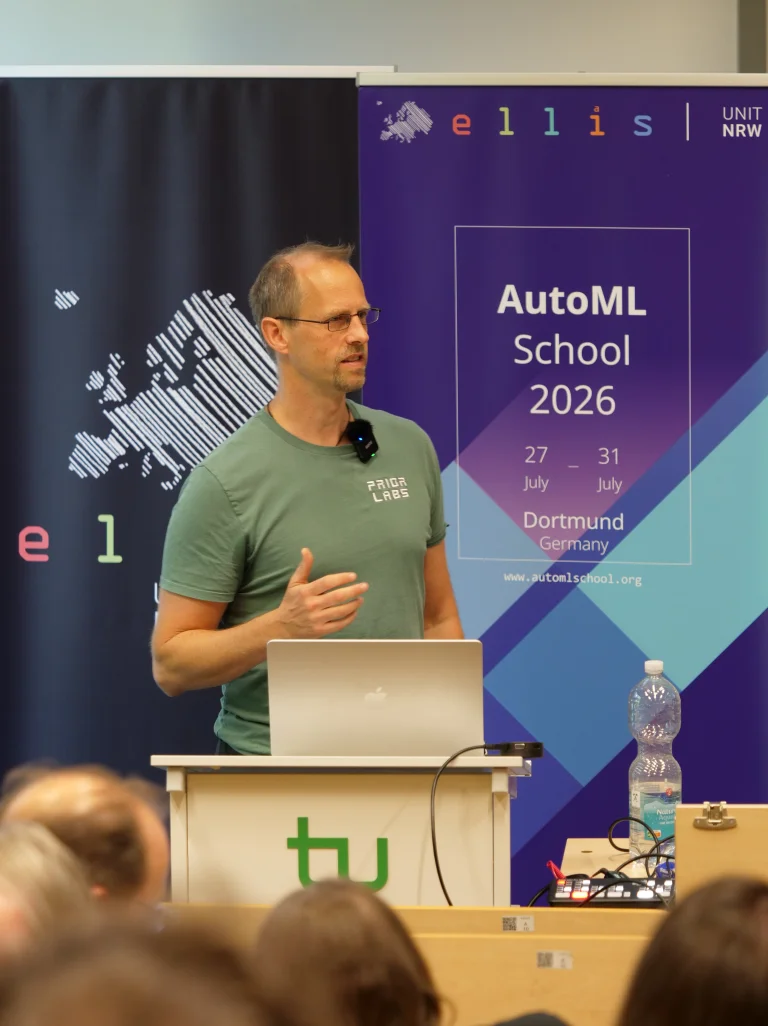 Frank Hutter (priorlabs) presenting the public keynote on foundation models for tabular.