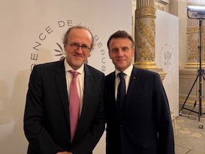 ELLIS President Bernhard Schoelkopf and French President Emmanuel Macron